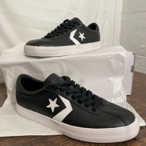 All Leather black Converse Skater Shoes men 8 womens 10